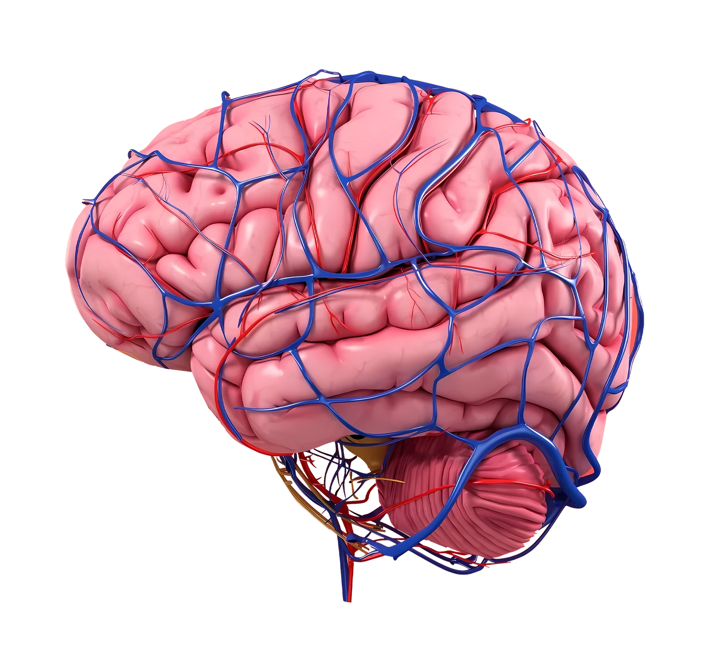 3D anatomical rendering of the brain's vascular network